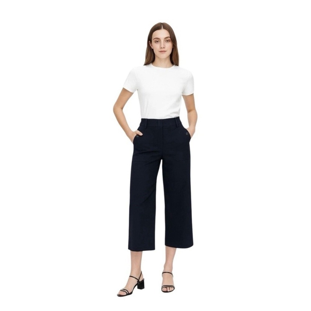 J. Crew Sydney Wide Leg Cropped Pants Women's 10 Black Boho Style Career